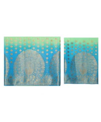 Green Woven Chiffon Saree With Blouse 5