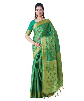 Green Woven Art Silk Saree With Blouse 1