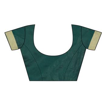 Green woven cotton silk saree with blouse 5