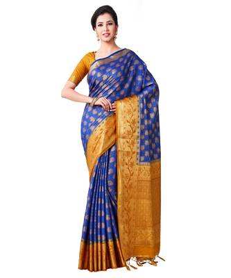 Blue Woven Art Silk Saree With Blouse 1