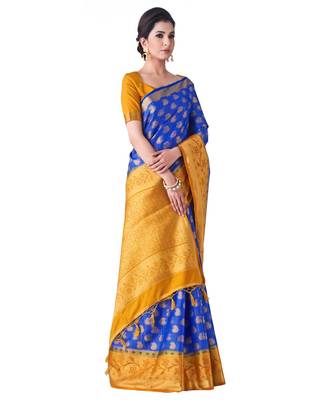 Blue Woven Art Silk Saree With Blouse 2