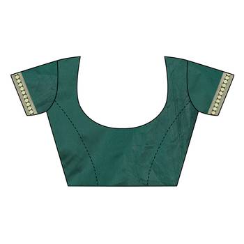 Green woven cotton silk saree with blouse 5