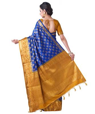 Blue Woven Art Silk Saree With Blouse 3