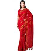 Red Woven Art Silk Saree With Blouse