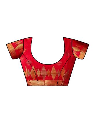 Red Woven Art Silk Saree With Blouse 4