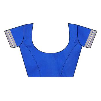 Blue woven cotton silk saree with blouse 5