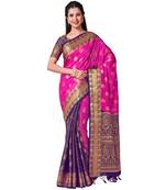 Pink Woven Art Silk Saree With Blouse