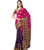 Pink Woven Chiffon Saree With Blouse