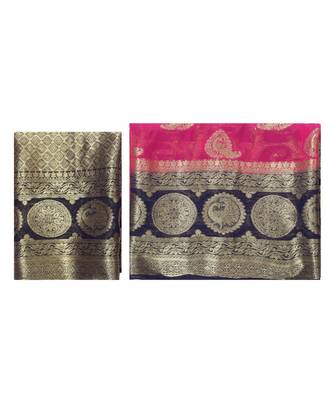 Pink Woven Chiffon Saree With Blouse 5