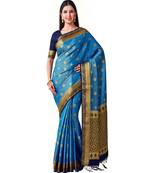 Blue Woven Art Silk Saree With Blouse