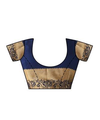 Blue Woven Art Silk Saree With Blouse 4