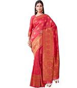 Red Woven Art Silk Saree With Blouse