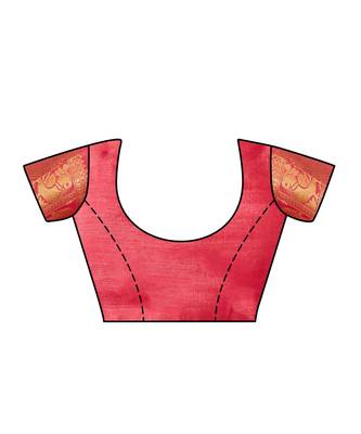 Red Woven Art Silk Saree With Blouse 4