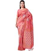 Pink Woven Art Silk Saree With Blouse