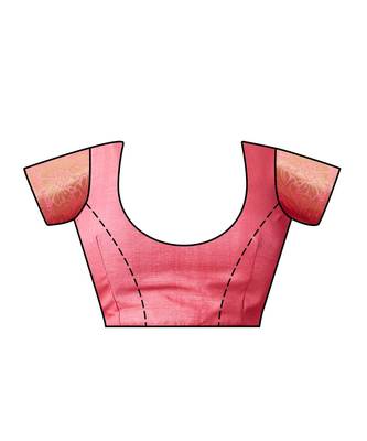 Pink Woven Art Silk Saree With Blouse 4