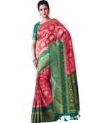 Pink Woven Art Silk Saree With Blouse