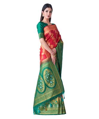 Pink Woven Art Silk Saree With Blouse 2