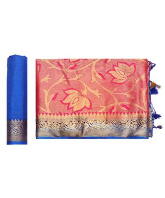 Pink Woven Art Silk Saree With Blouse 5