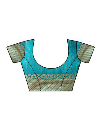 Turquoise Woven Art Silk Saree With Blouse 4