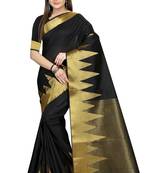 Black woven cotton saree with blouse