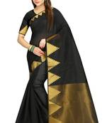 Black woven cotton saree with blouse