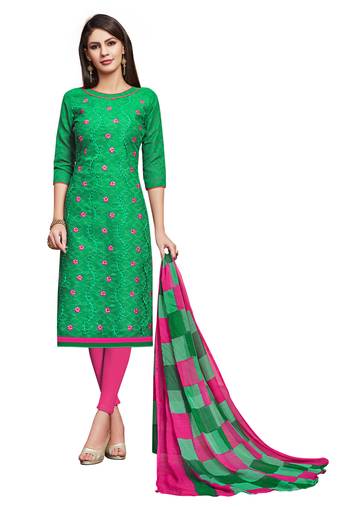 Green Embroidered Cotton Salwar