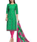 Green Embroidered Cotton Salwar