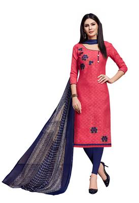 Pink Embroidered Cotton Salwar 1