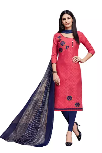 Pink Embroidered Cotton Salwar