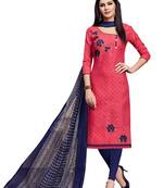 Pink Embroidered Cotton Salwar