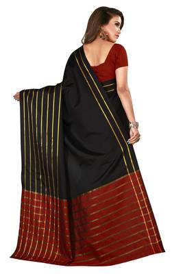Black woven cotton silk saree with blouse 3