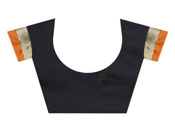 Black woven pure cotton saree with blouse 4