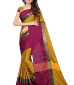 Mustard woven pure cotton saree with blouse