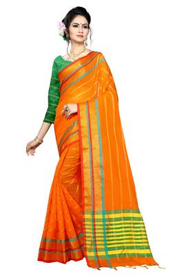 Mustard woven poly silk saree with blouse 1