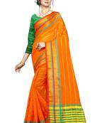 Mustard woven poly silk saree with blouse
