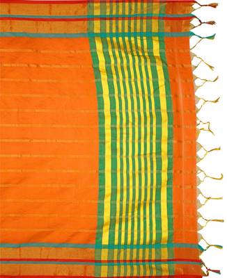 Mustard woven poly silk saree with blouse 4