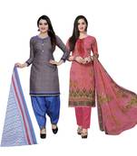 Grey floral print cotton salwar