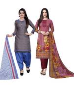 Grey floral print cotton salwar