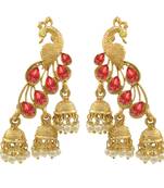 Saizen Multi Alloy Bridal & Daily - Set Of Peacock Drop Earring