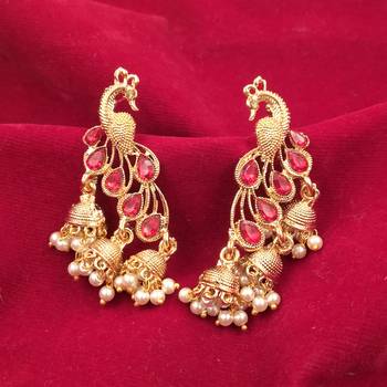 Saizen Multi Alloy Bridal & Daily - Set Of Peacock Drop Earring 3