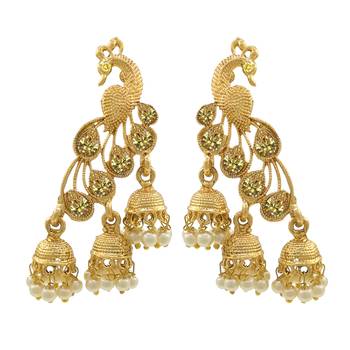 Saizen Multi Alloy Bridal & Daily - Set Of Peacock Drop Earring 1