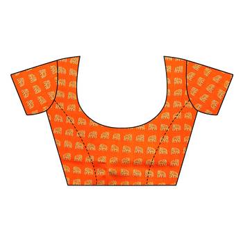 Orange printed art silk saree with blouse 3