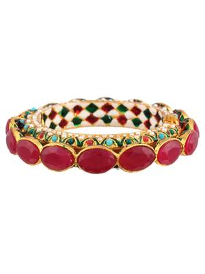Gold Copper Antique Gold Plated Stone Studded Bangle 1