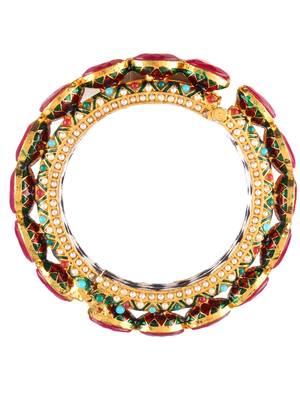 Gold Copper Antique Gold Plated Stone Studded Bangle 3