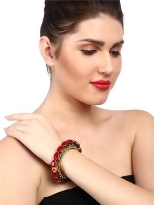 Gold Copper Antique Gold Plated Stone Studded Bangle 4