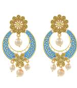 Gold Plated Meenakari Traditional Dangler Chandbali Pearl Earing