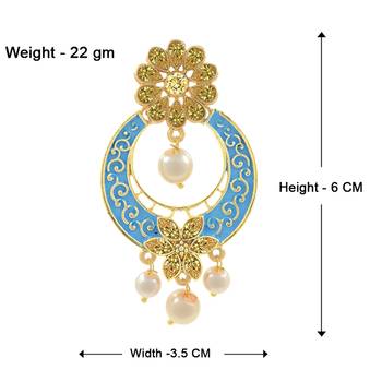 Gold Plated Meenakari Traditional Dangler Chandbali Pearl Earing 2