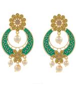 Gold Plated Meenakari Traditional Dangler Chandbali Pearl Earing