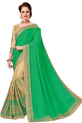 Green Embroidered art silk Saree with blouse 1