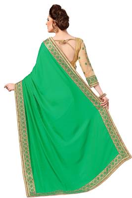 Green Embroidered art silk Saree with blouse 2